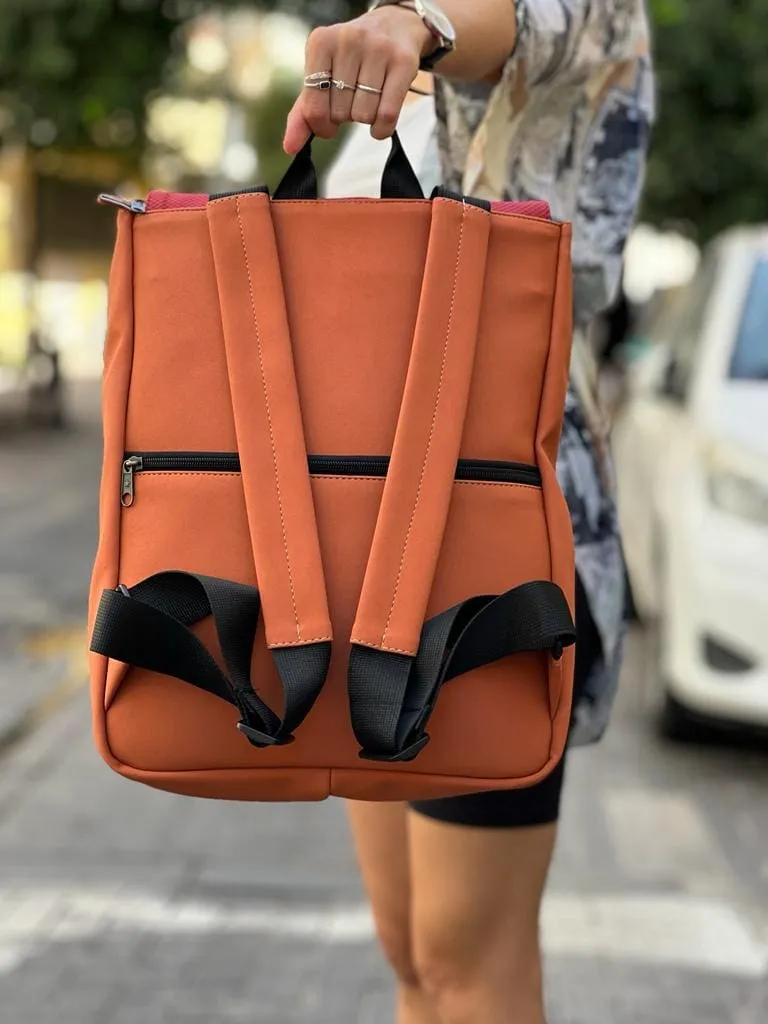 Orange Faux Nubuck Medium Students Backpack