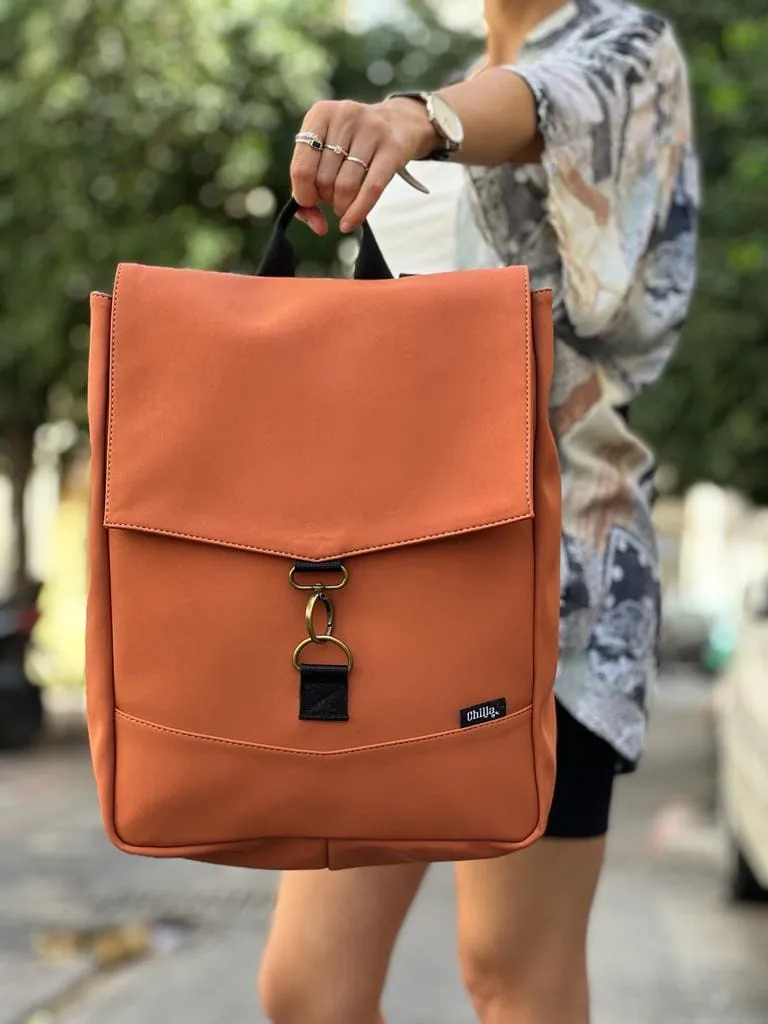 Orange Faux Nubuck Medium Students Backpack
