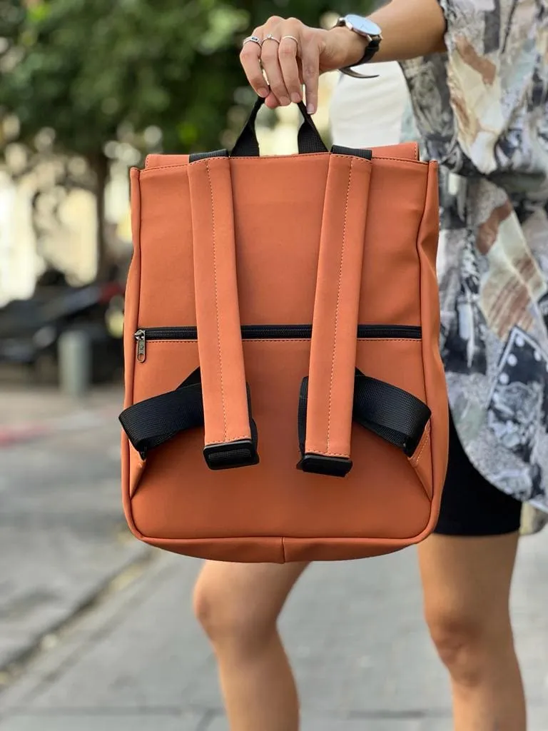 Orange Faux Nubuck Medium Students Backpack