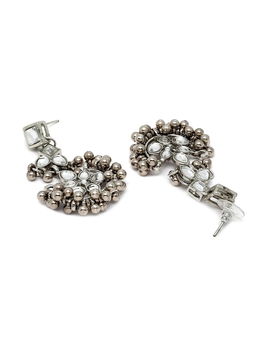 Oxidised Silver-Plated & Kundan Stone-Studded Jewellery Set