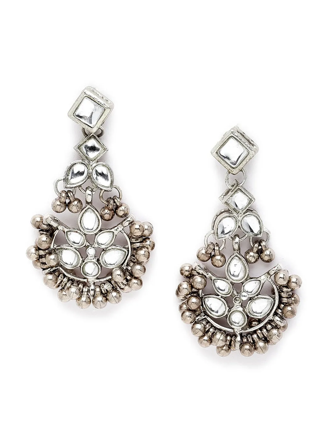 Oxidised Silver-Plated & Kundan Stone-Studded Jewellery Set