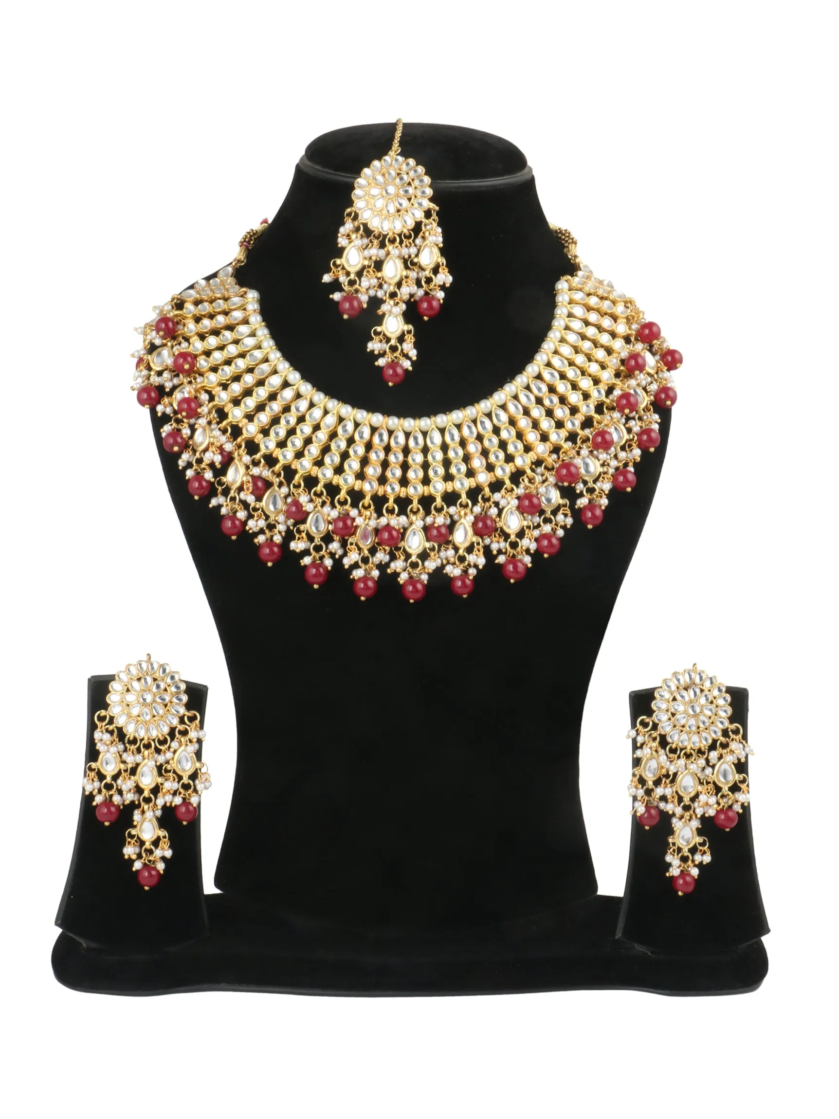 Partywear Traditional Kundan Red Choker Jewellery Set