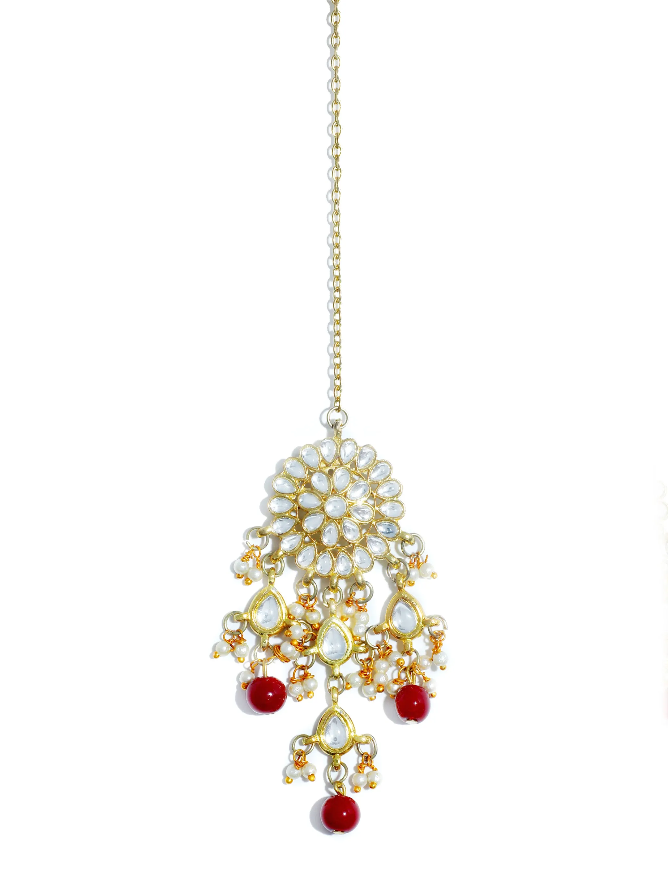 Partywear Traditional Kundan Red Choker Jewellery Set