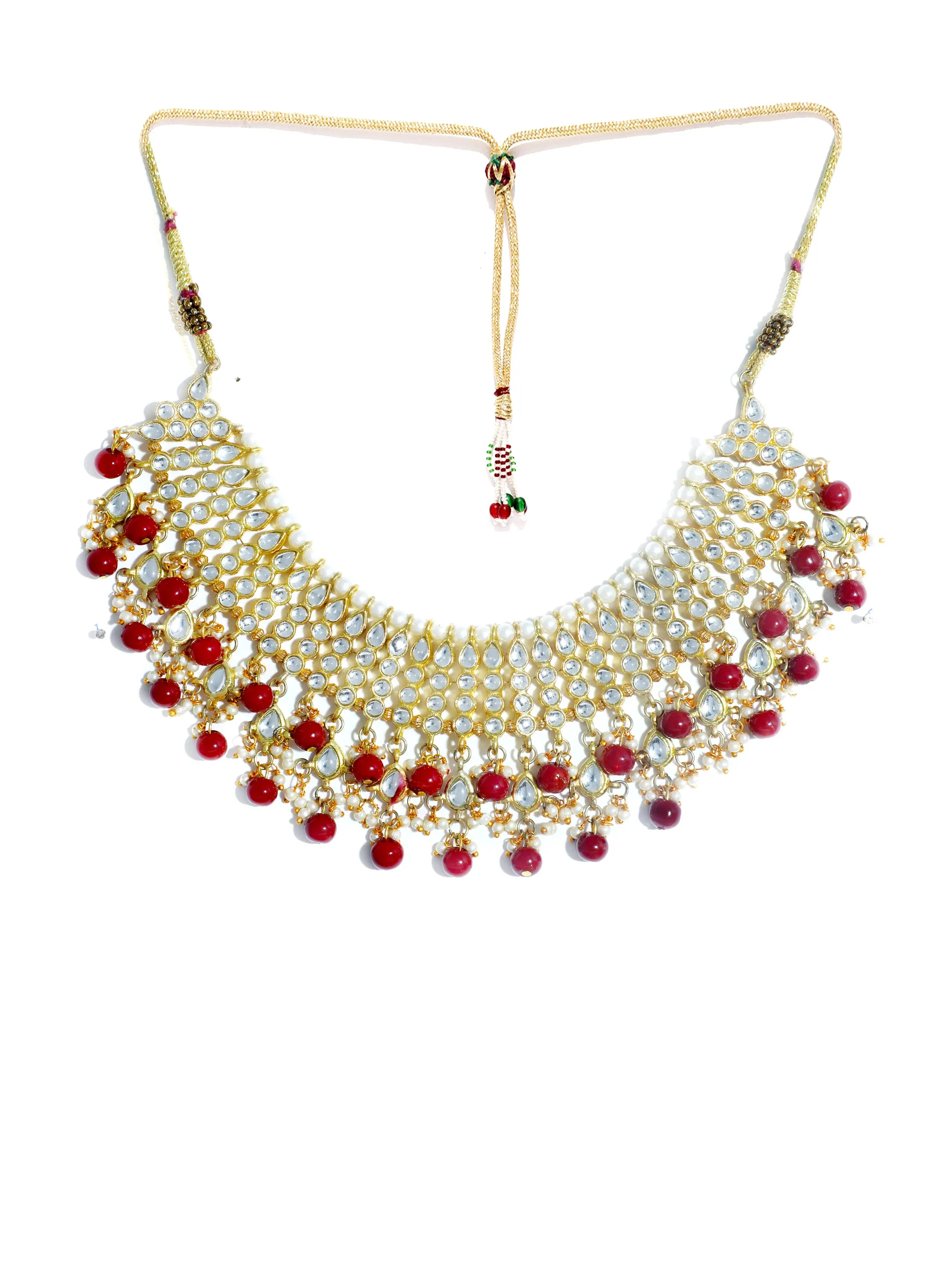 Partywear Traditional Kundan Red Choker Jewellery Set