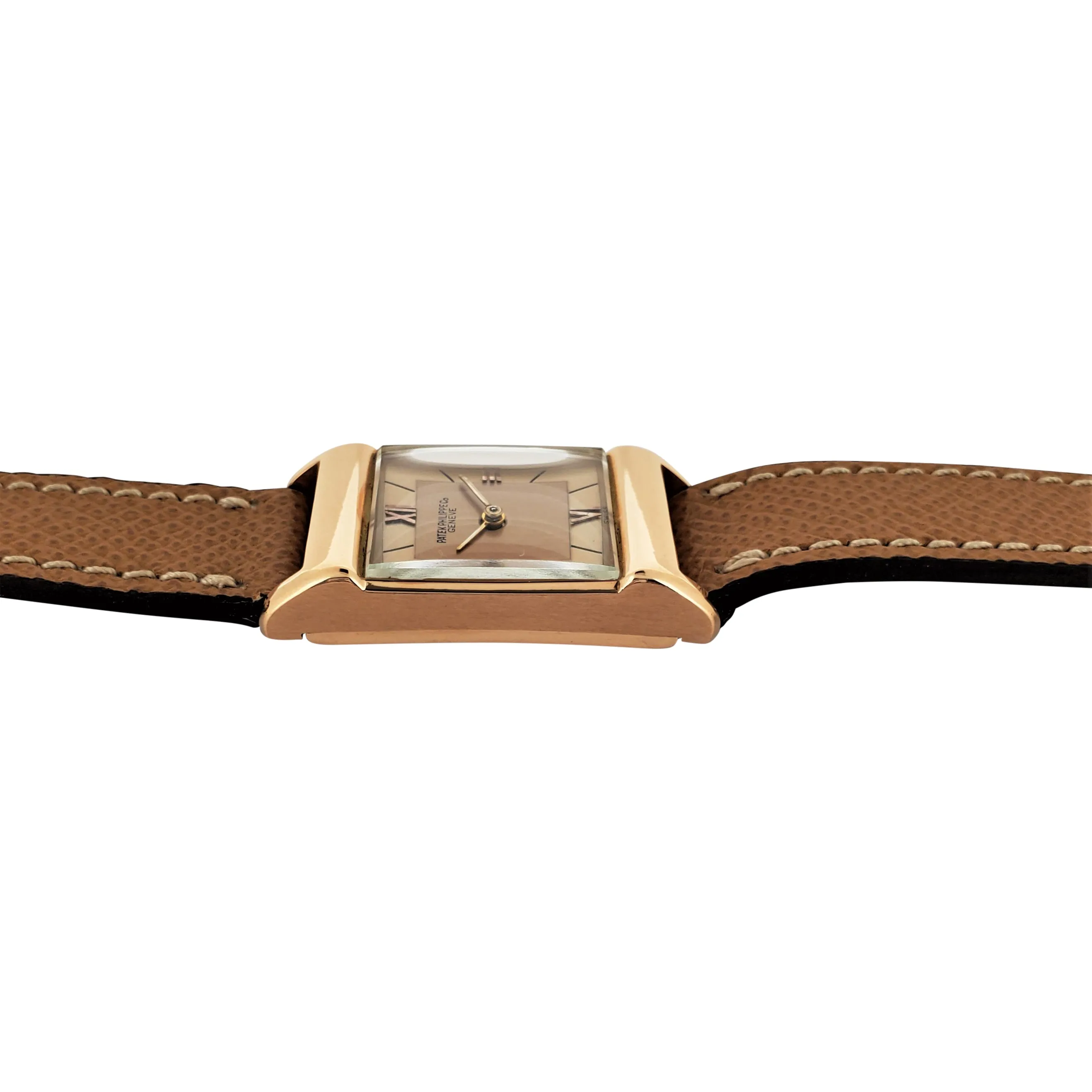 Patek Philippe 583R Vintage Rectangular Rose Gold Watch with 2-tone Pink dial,  Circa 1943