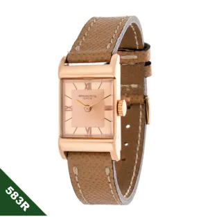 Patek Philippe 583R Vintage Rectangular Rose Gold Watch with 2-tone Pink dial,  Circa 1943