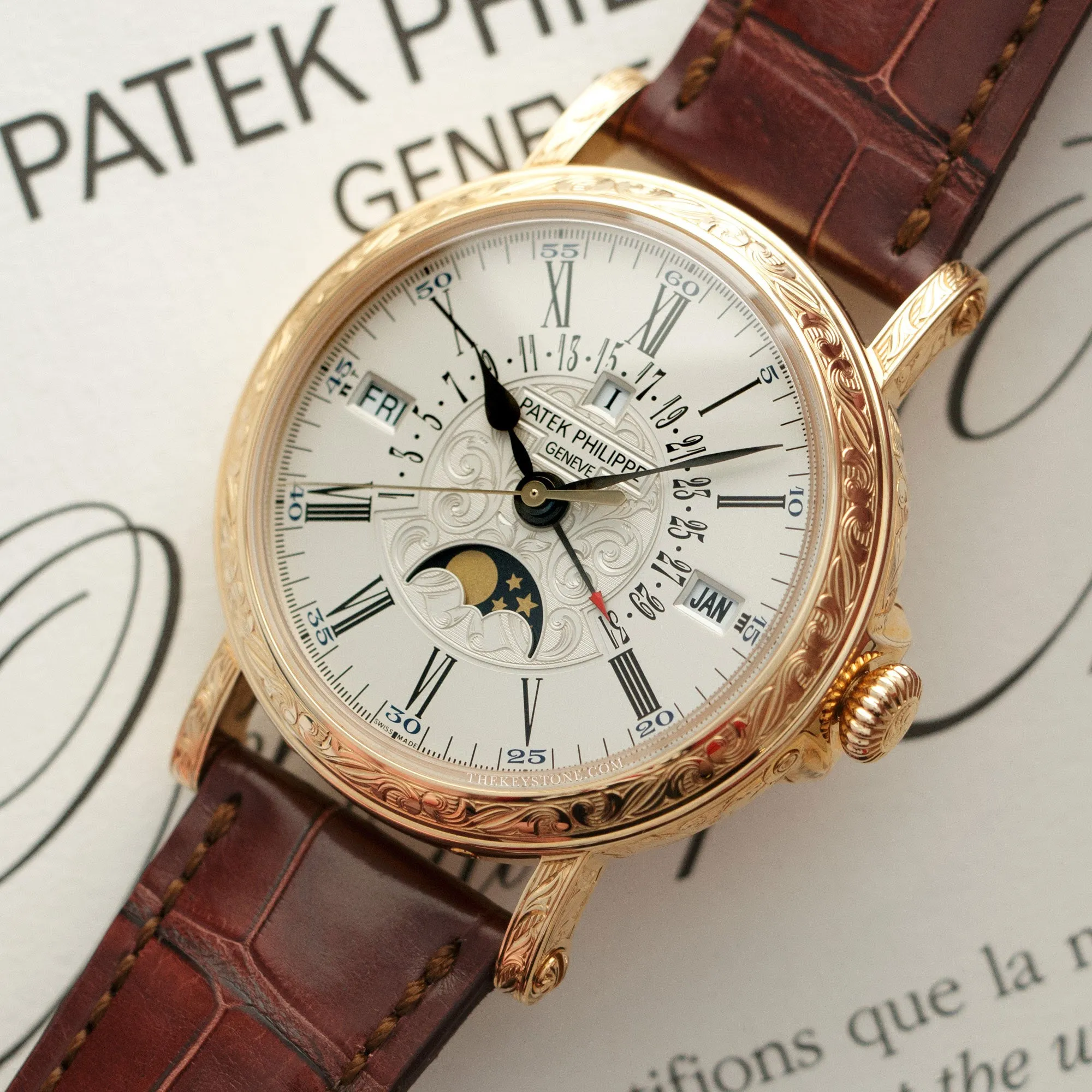 Patek Philippe Yellow Gold Perpetual Hand-Engraved Watch Ref. 5160