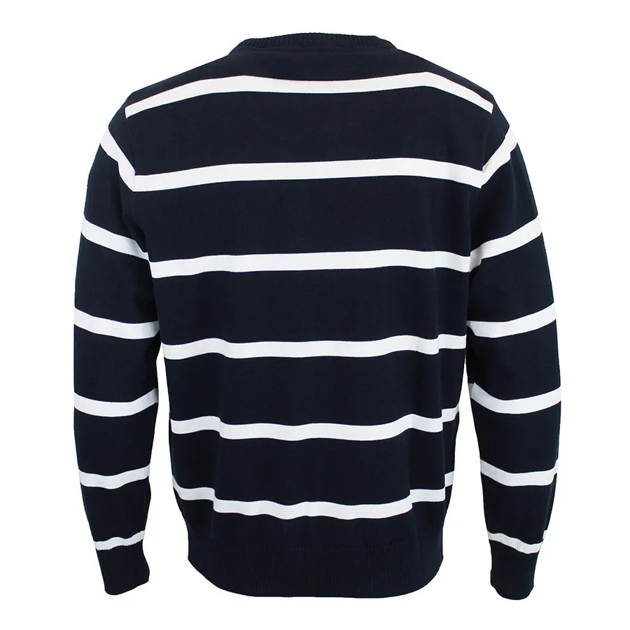 Paul & Shark - Crew Neck Striped Cotton Jumper in Navy & White