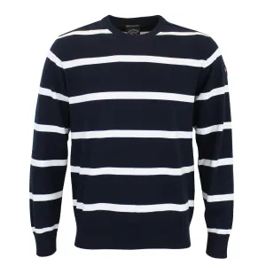 Paul & Shark - Crew Neck Striped Cotton Jumper in Navy & White