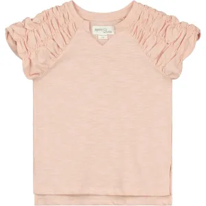 Peach Ruched Sleeve Top..