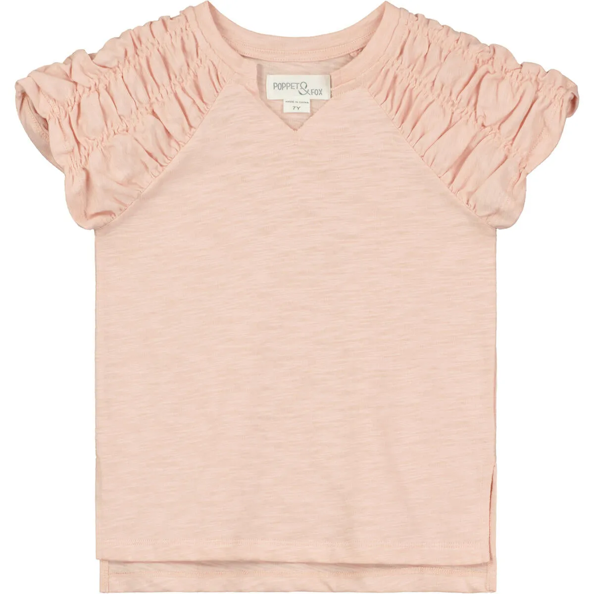Peach Ruched Sleeve Top..