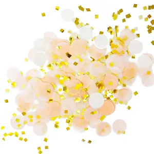 Peach White Gold Metallic Tissue Paper Shredded Circle Confetti Party Decoration