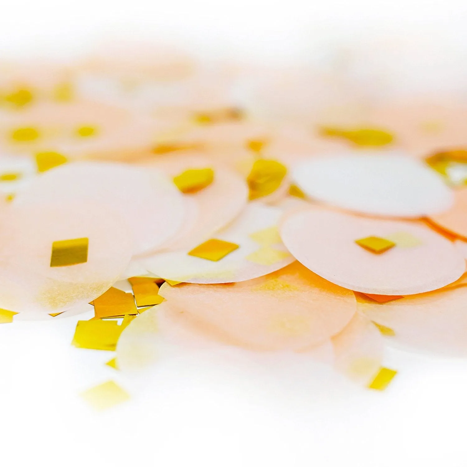 Peach White Gold Metallic Tissue Paper Shredded Circle Confetti Party Decoration