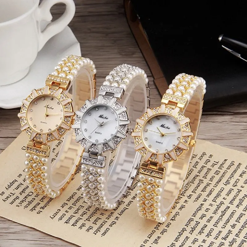 Pearl Strap With Diamond Women's Watch
