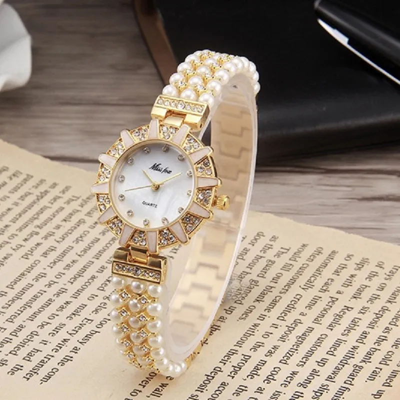 Pearl Strap With Diamond Women's Watch