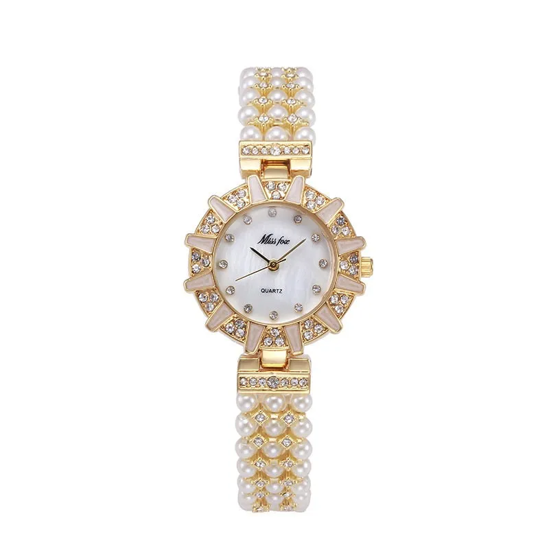 Pearl Strap With Diamond Women's Watch
