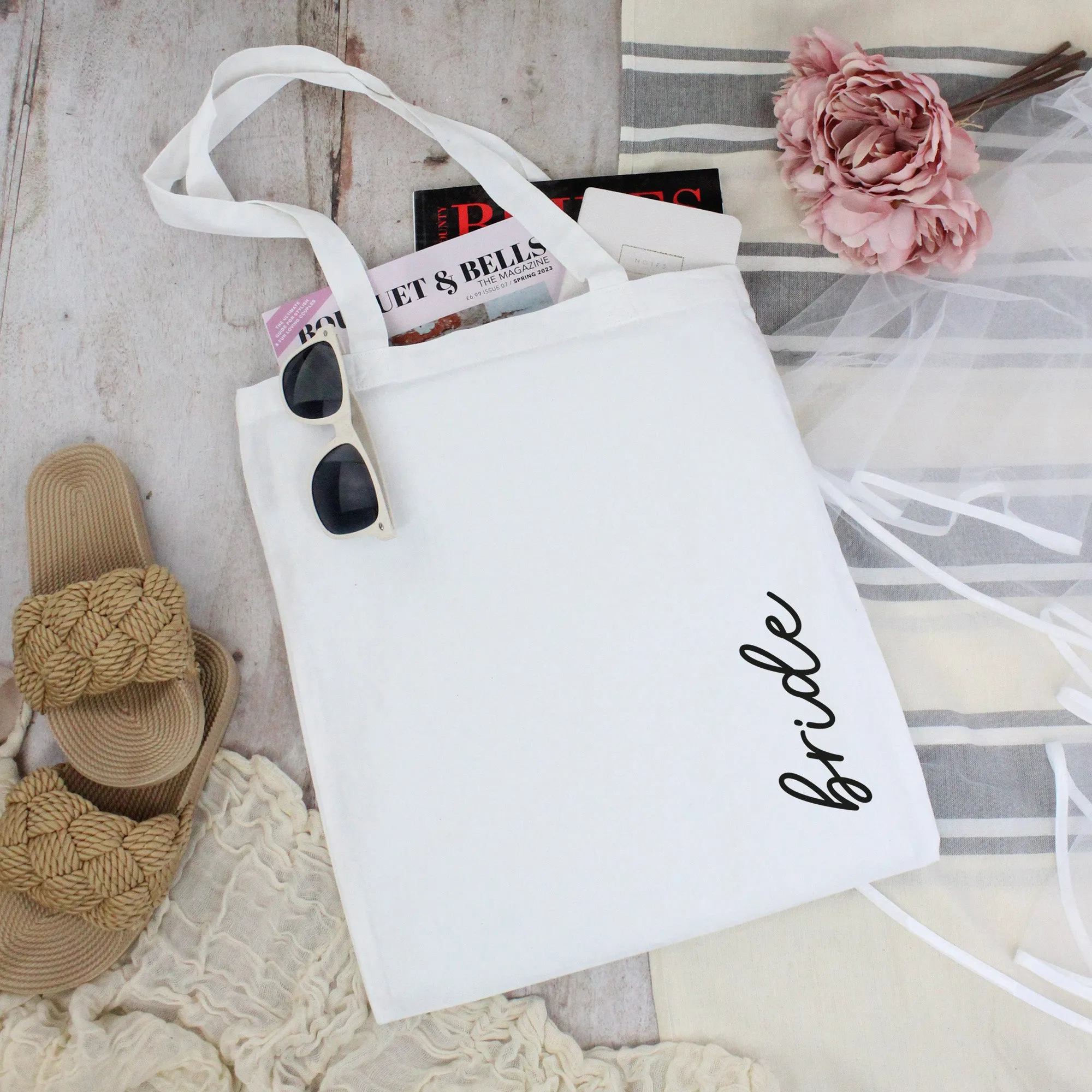 Personalised Pink Bride Squad & White Bride Tote Bags