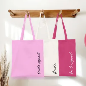 Personalised Pink Bride Squad & White Bride Tote Bags