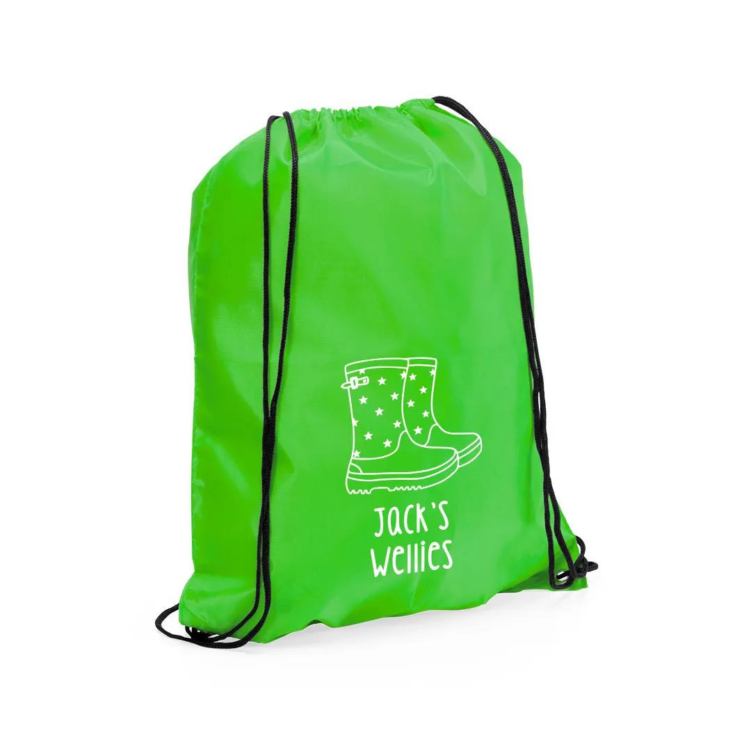 Personalised Welly Boot Drawstring Bag