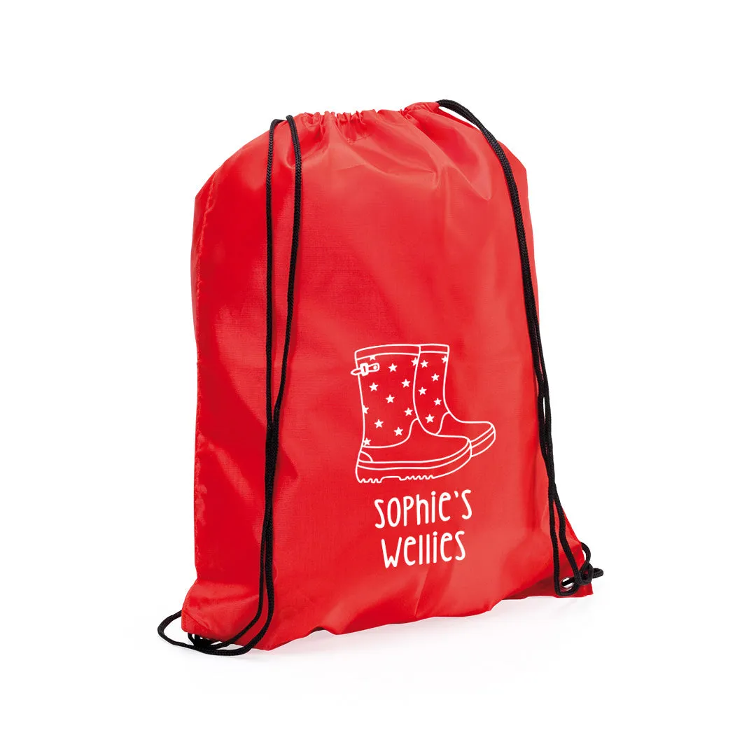 Personalised Welly Boot Drawstring Bag