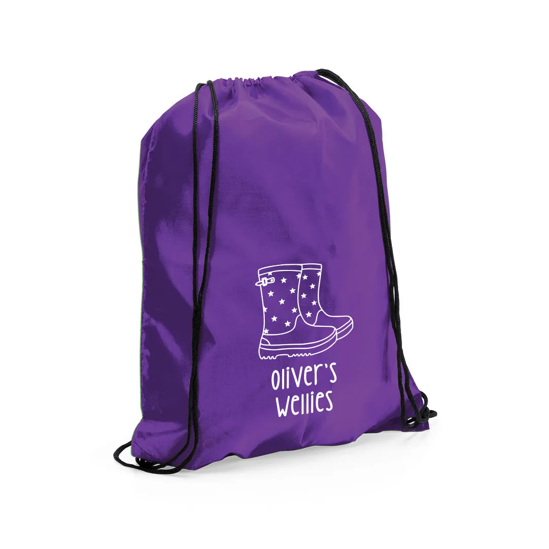 Personalised Welly Boot Drawstring Bag