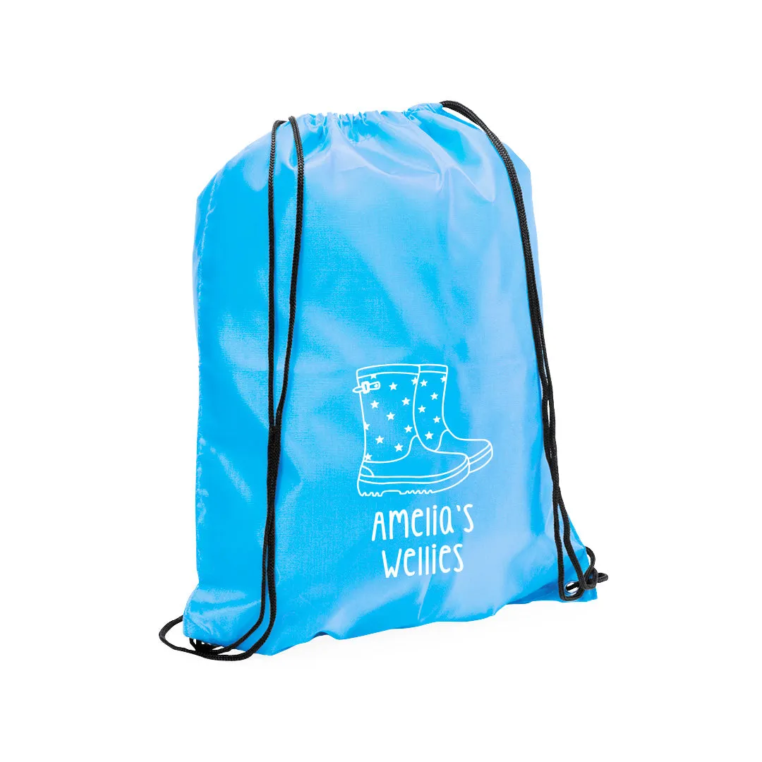 Personalised Welly Boot Drawstring Bag