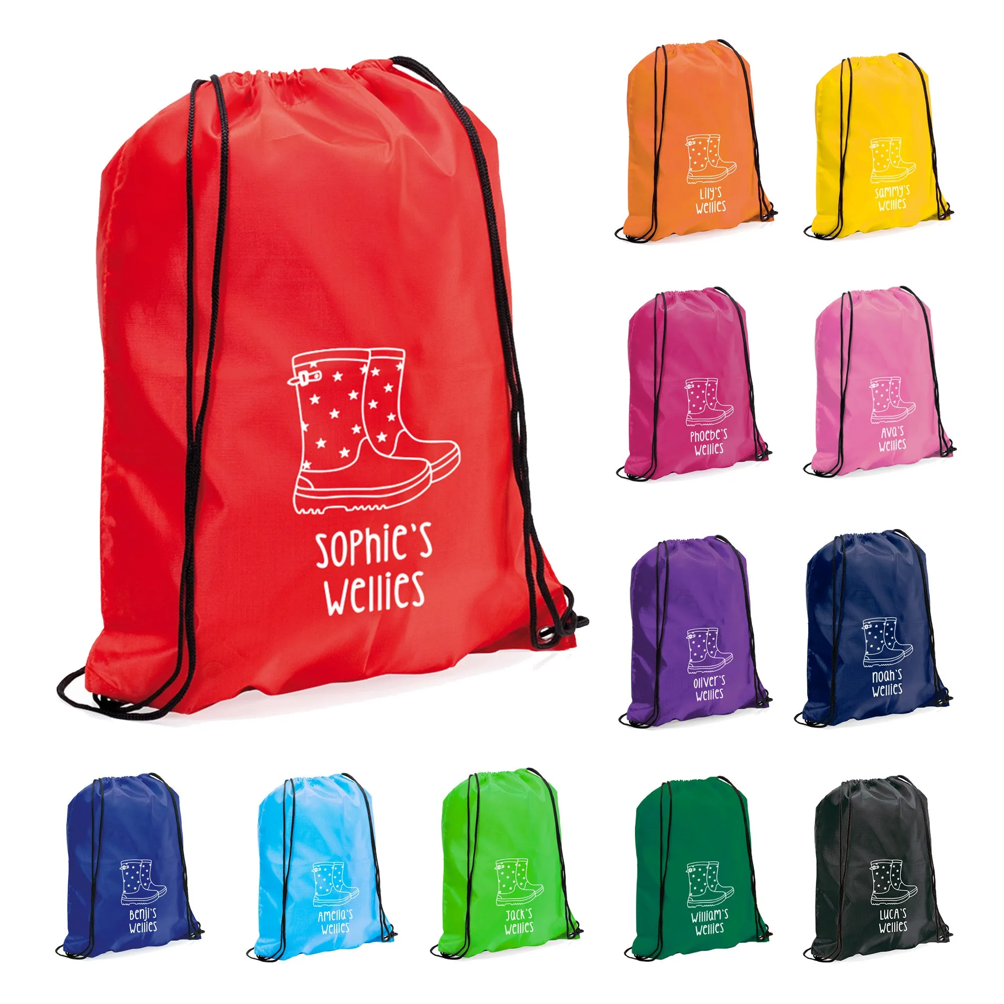 Personalised Welly Boot Drawstring Bag