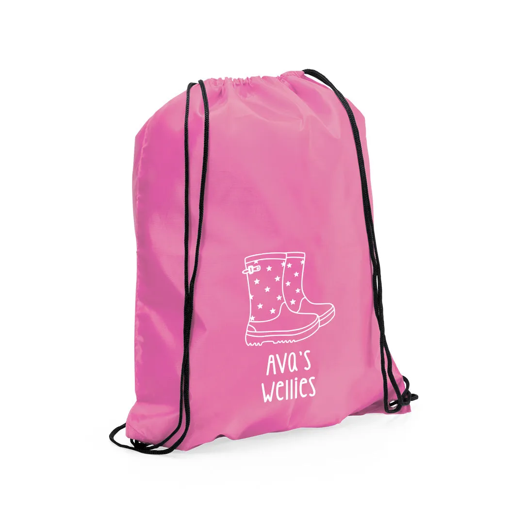 Personalised Welly Boot Drawstring Bag