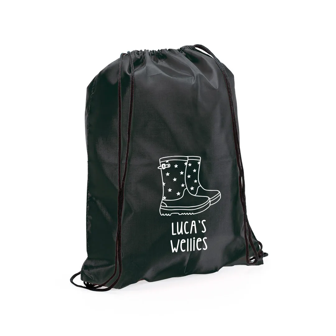 Personalised Welly Boot Drawstring Bag