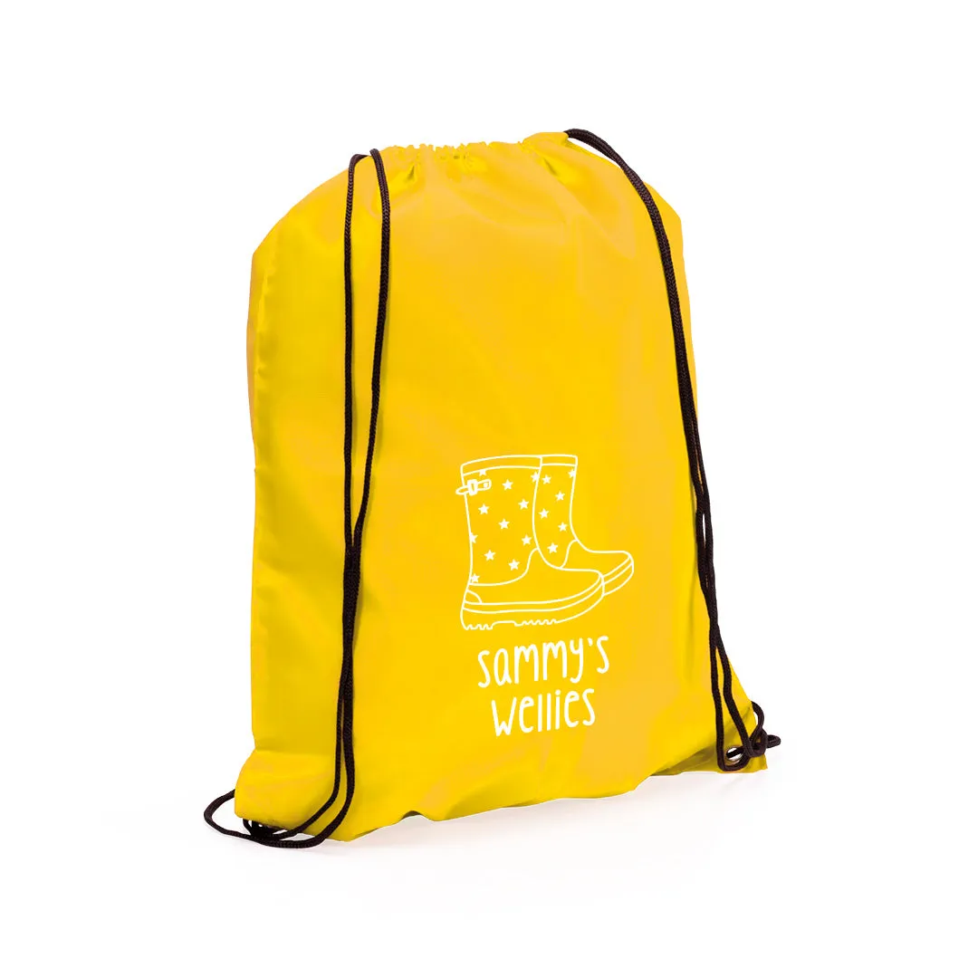 Personalised Welly Boot Drawstring Bag