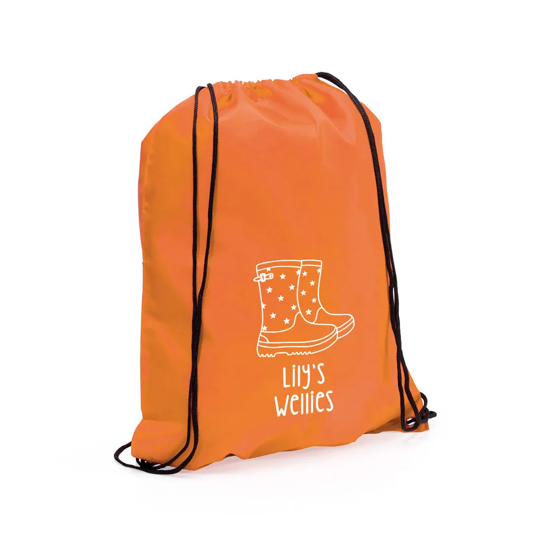 Personalised Welly Boot Drawstring Bag