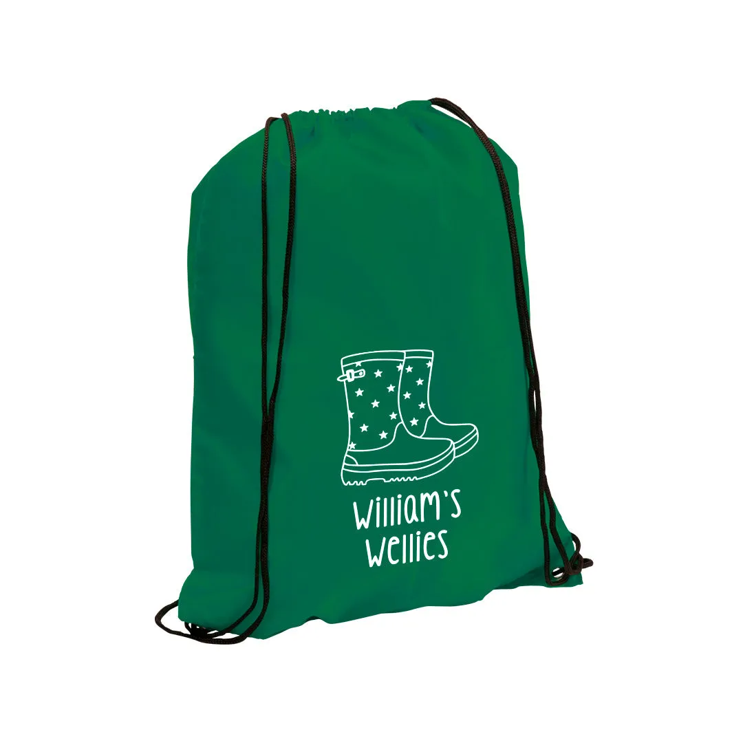 Personalised Welly Boot Drawstring Bag