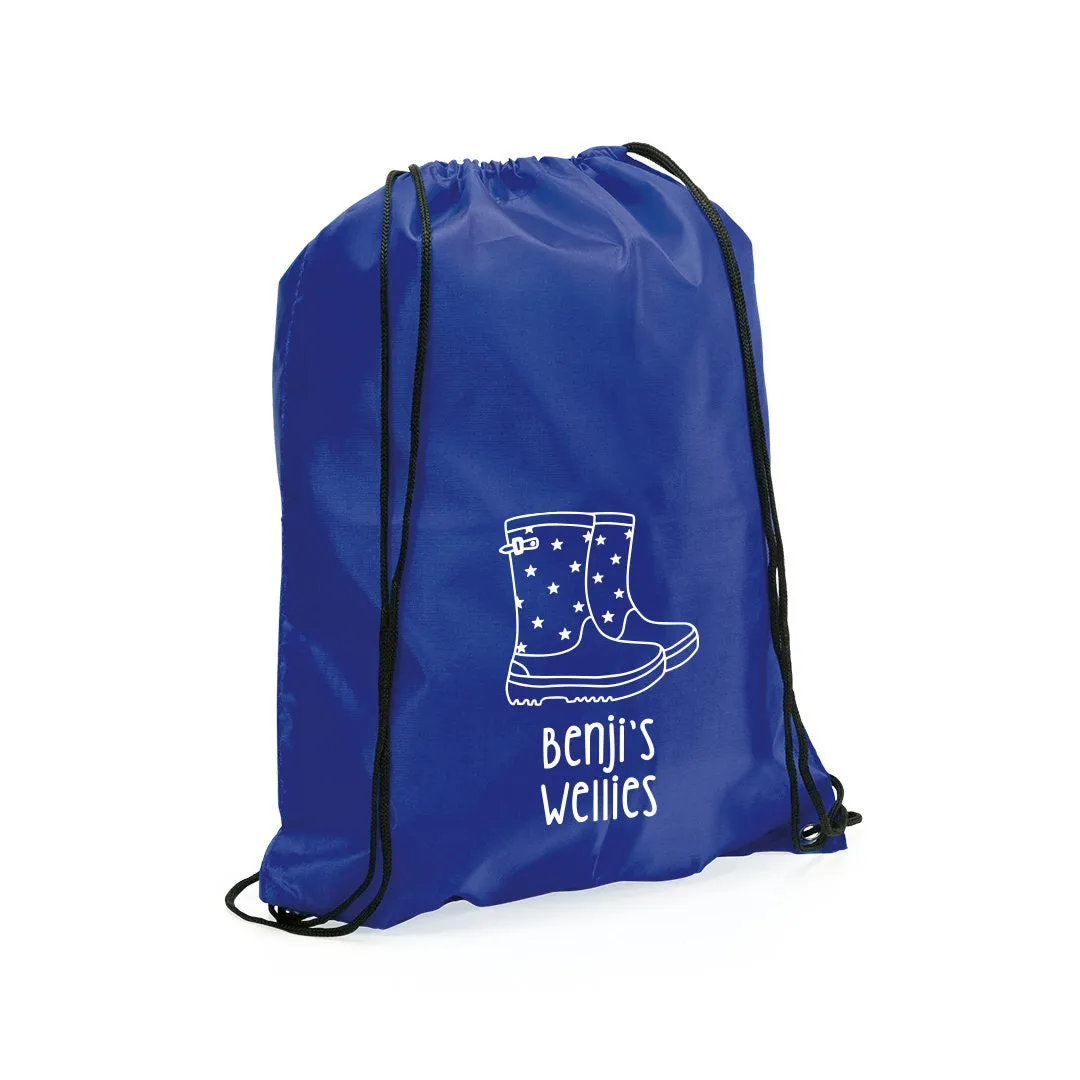 Personalised Welly Boot Drawstring Bag