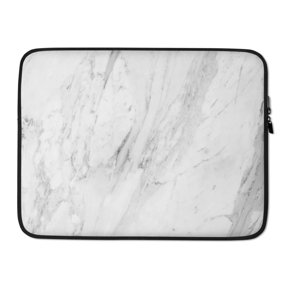 Personalized Laptop Sleeve in Marble with Faux Fur Lining