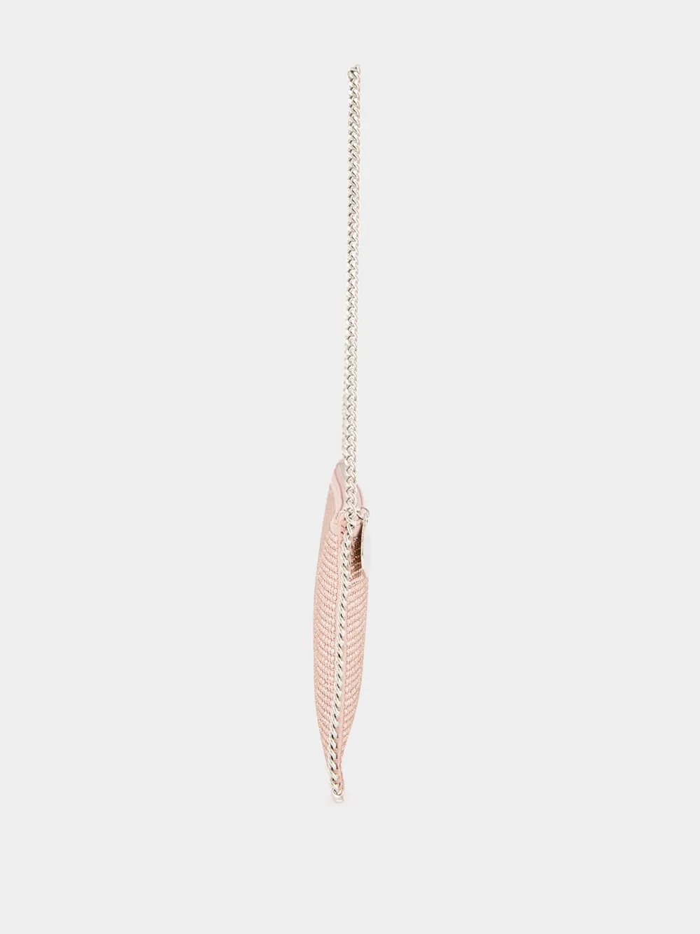 Pink Crystal-Embellished Alter Suede Pochette with Chain