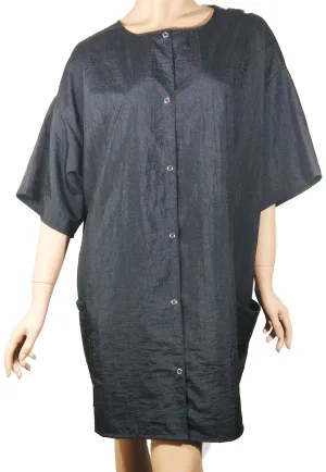 Plus Size Work Smock Jacket Short Sleeve Lightweight Black Nylon Water Stain Resist Finish