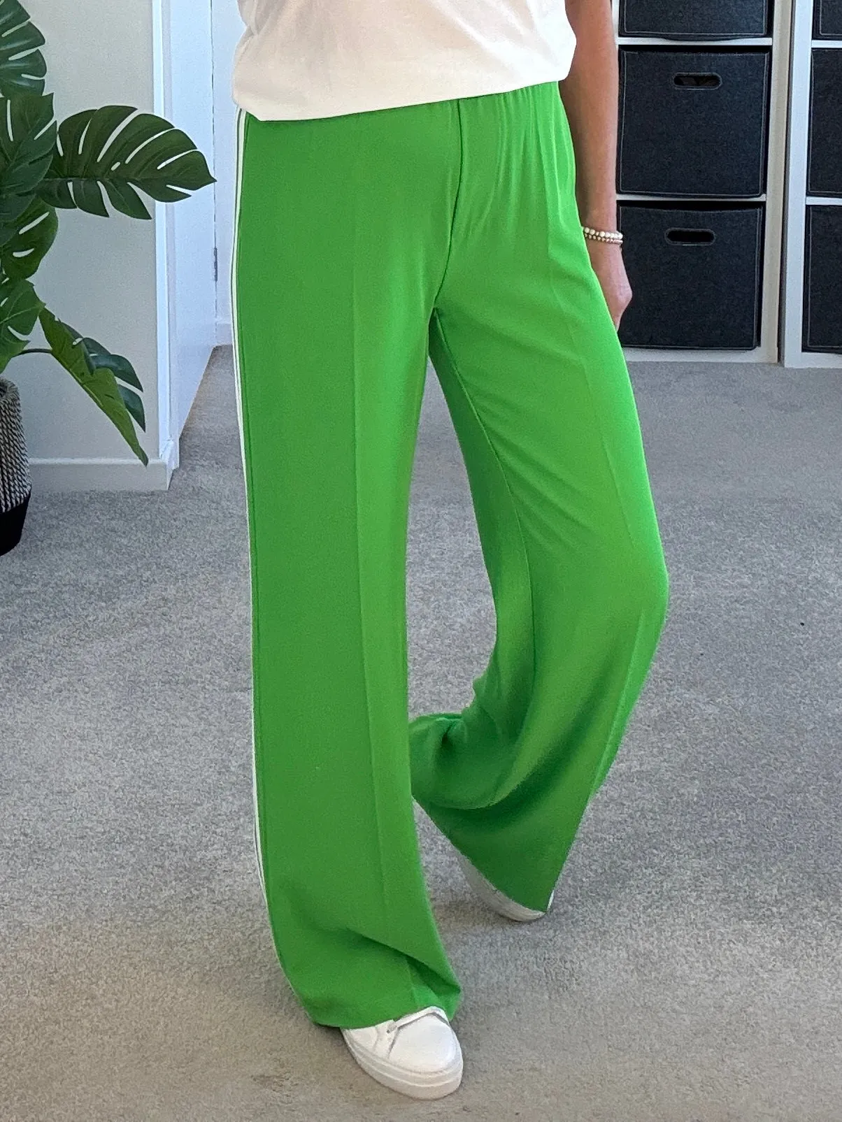 Powder Blue/White Stripe Wide Leg Trousers