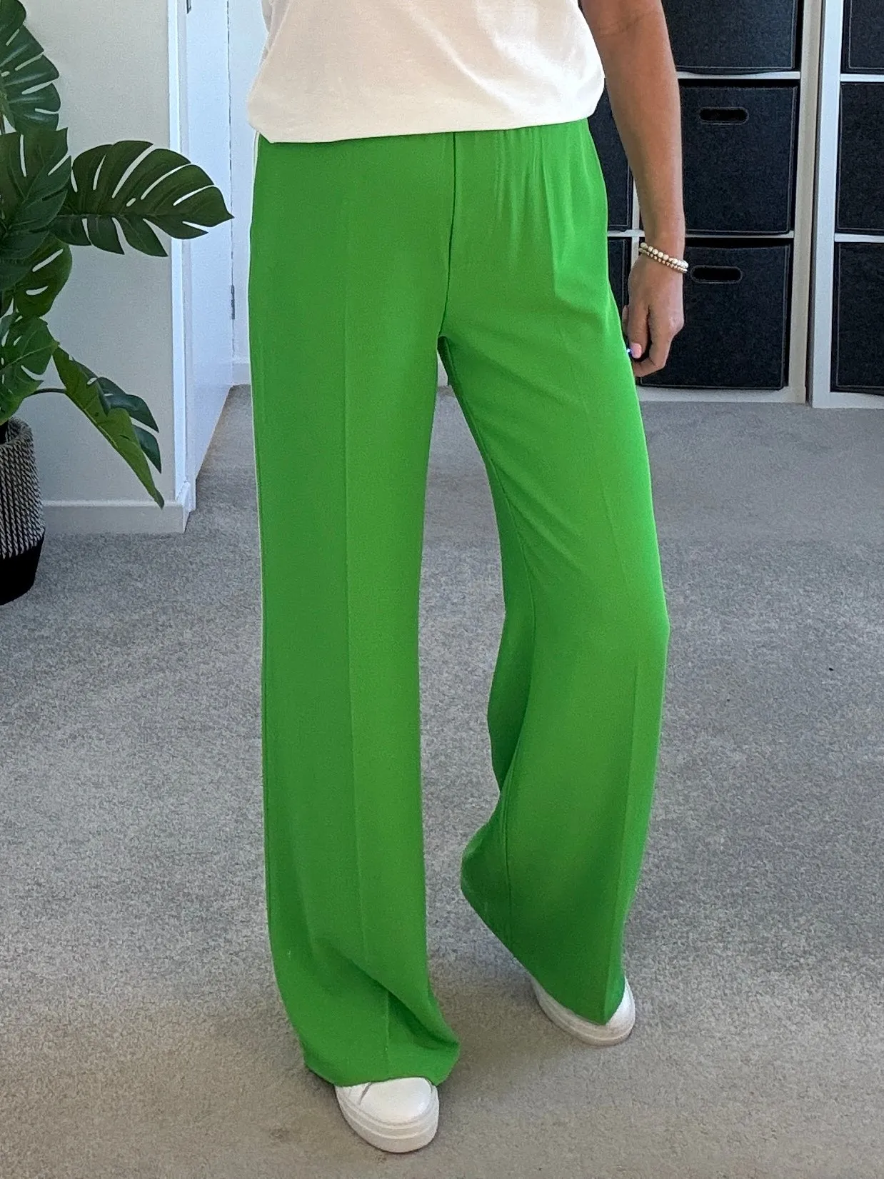 Powder Blue/White Stripe Wide Leg Trousers