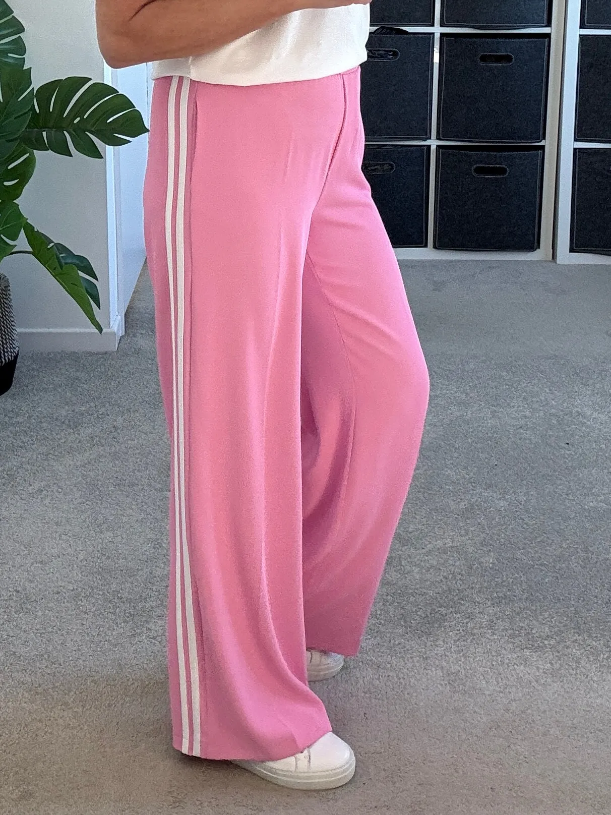 Powder Blue/White Stripe Wide Leg Trousers
