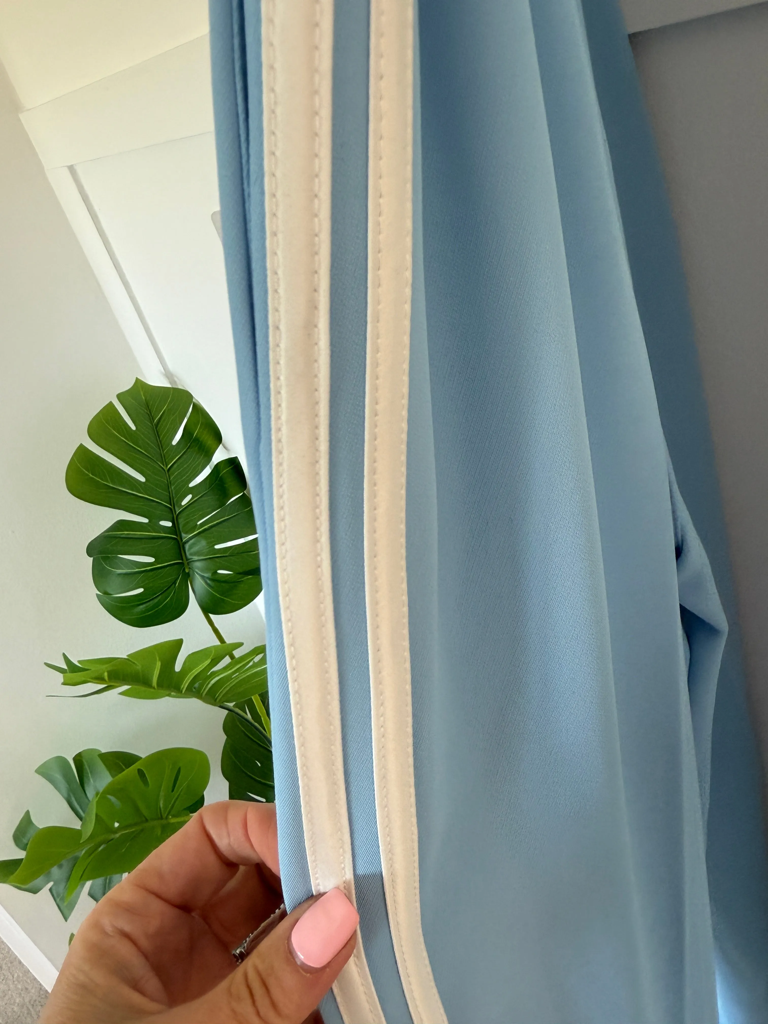 Powder Blue/White Stripe Wide Leg Trousers