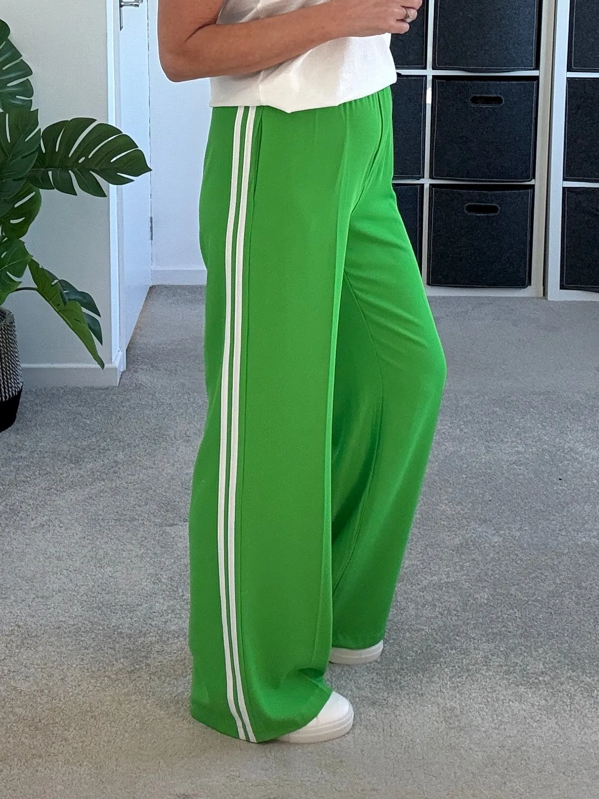 Powder Blue/White Stripe Wide Leg Trousers