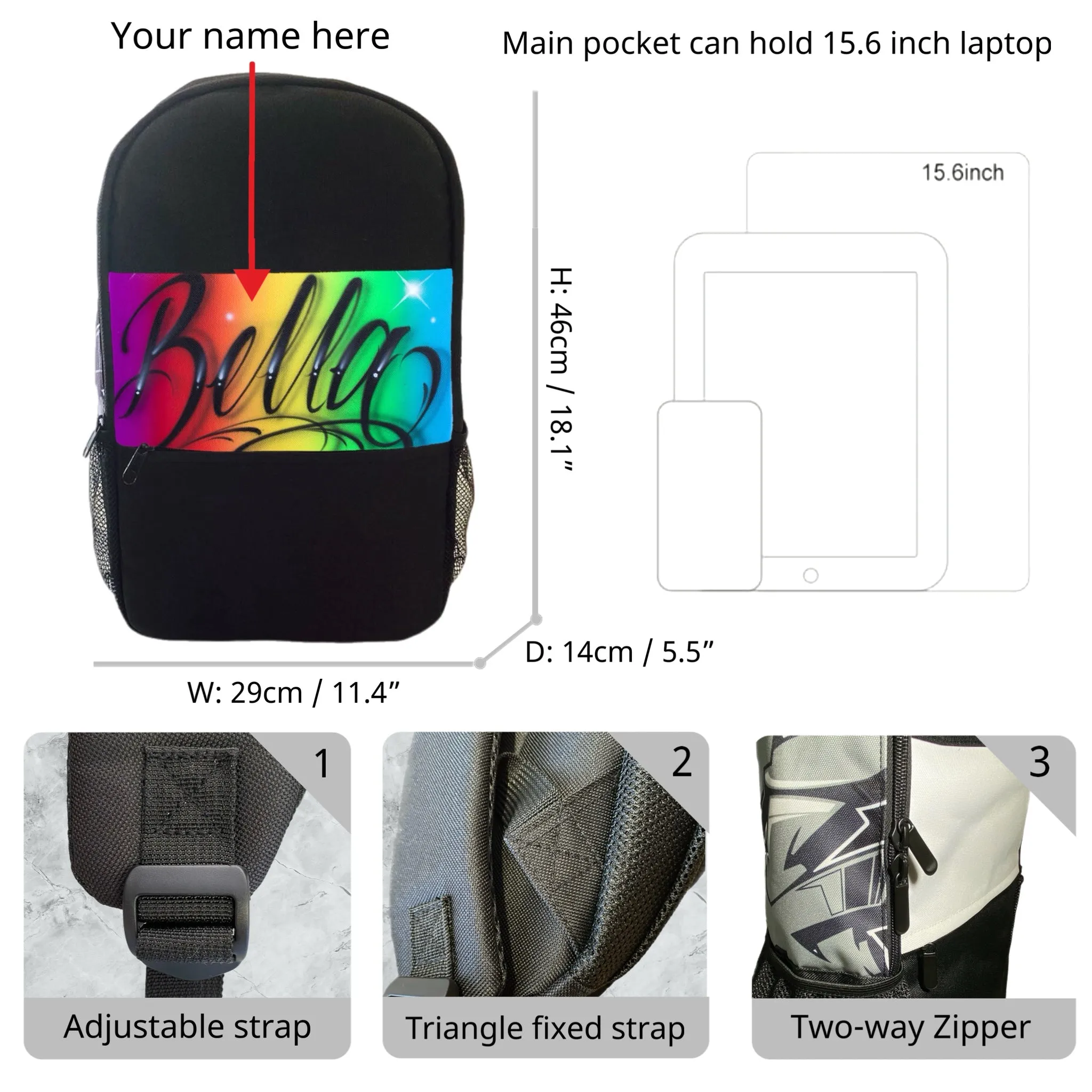 Rainbow Script Style Backpack (7)