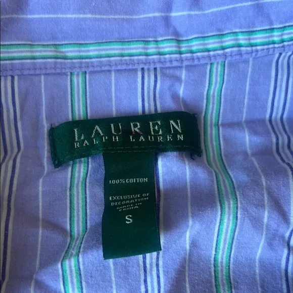 Ralph Lauren Two Piece Pajama Set Purple Green Striped Size Small