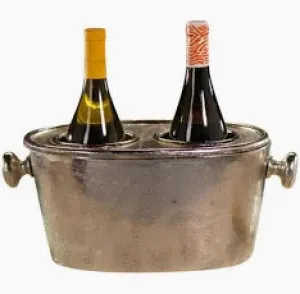 Raw Aluminum Two Bottle Wine Holder-Gold