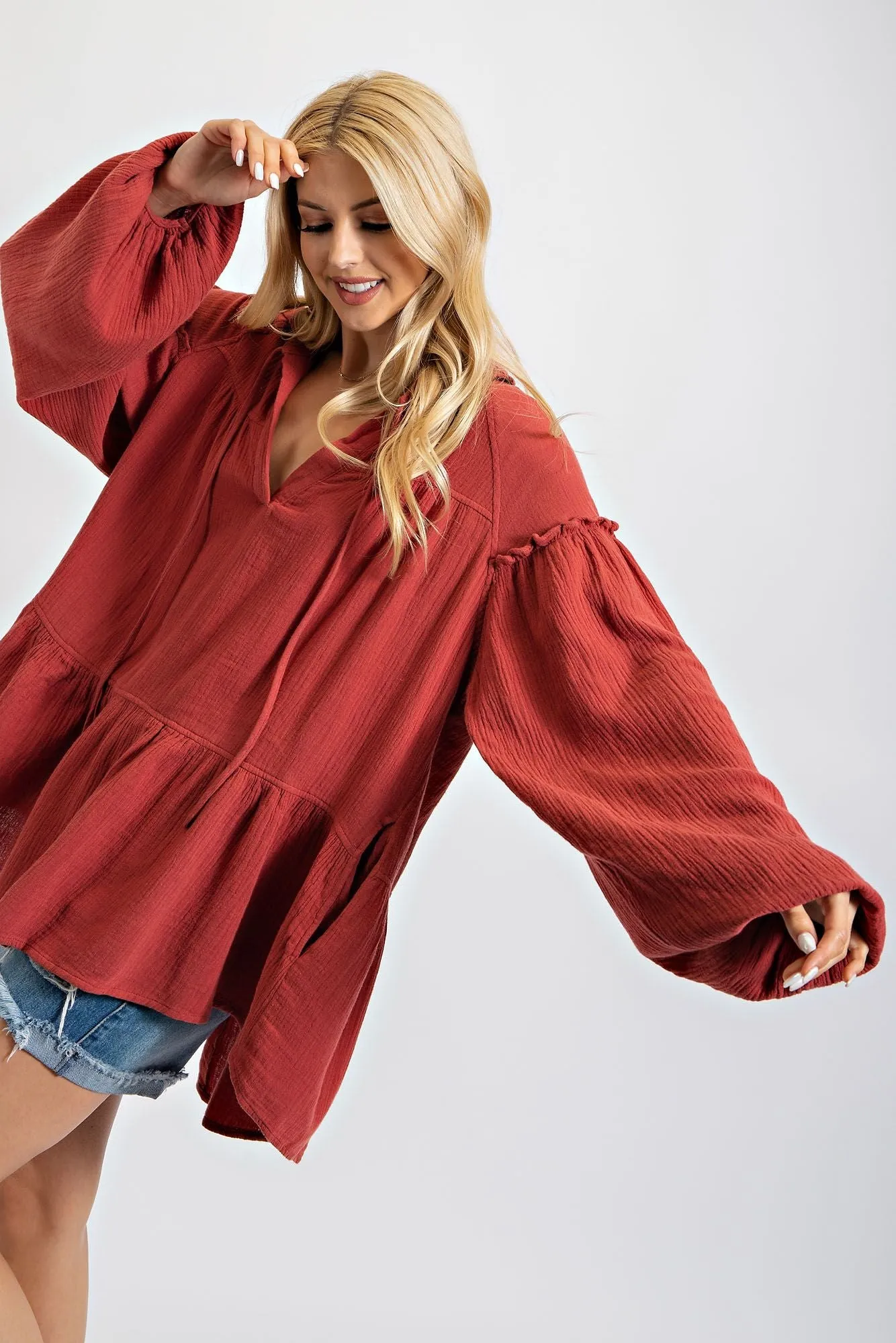 Red Bean Peasant Tunic