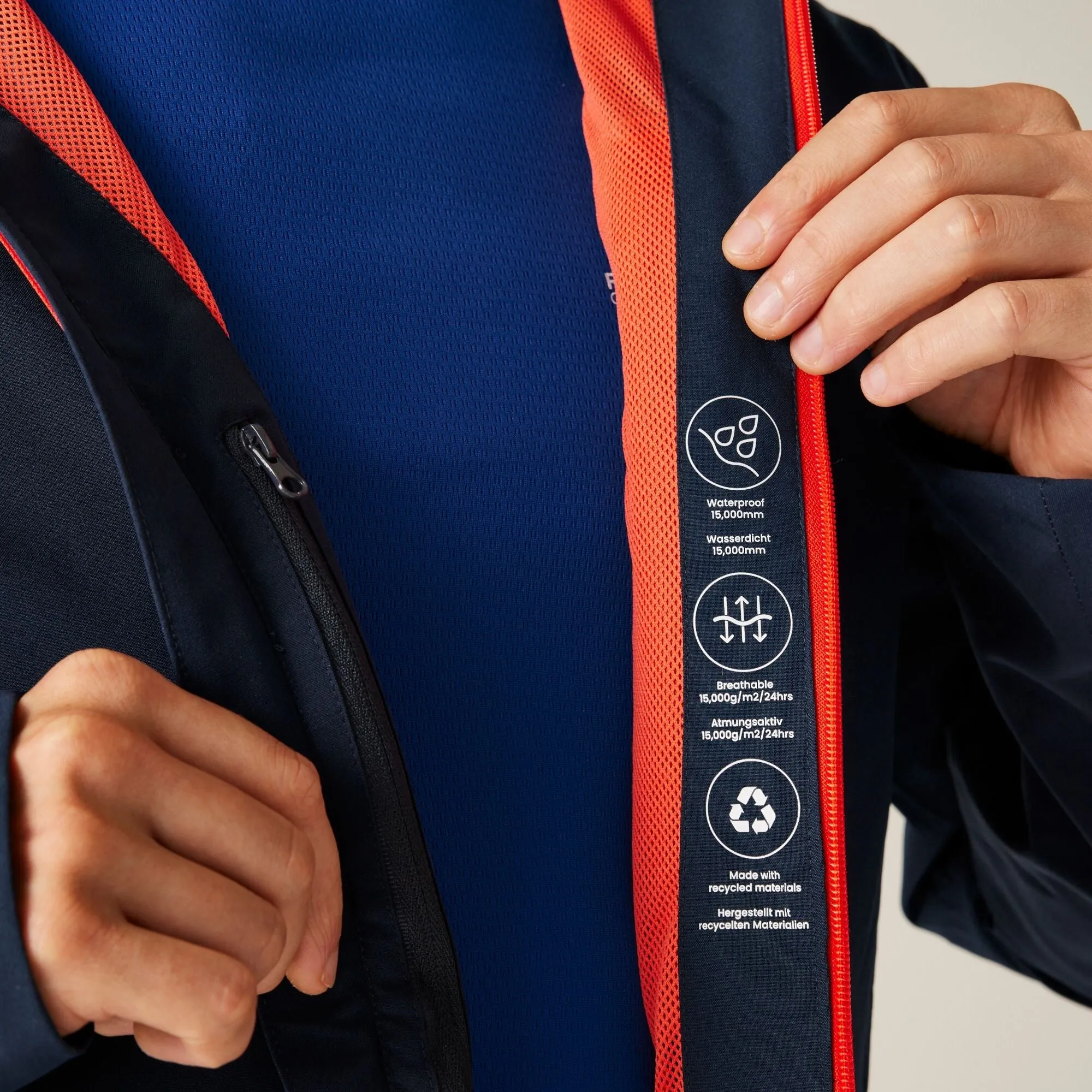 Regatta Men's Birchdale II Waterproof Jacket - Navy Tangerine Tango