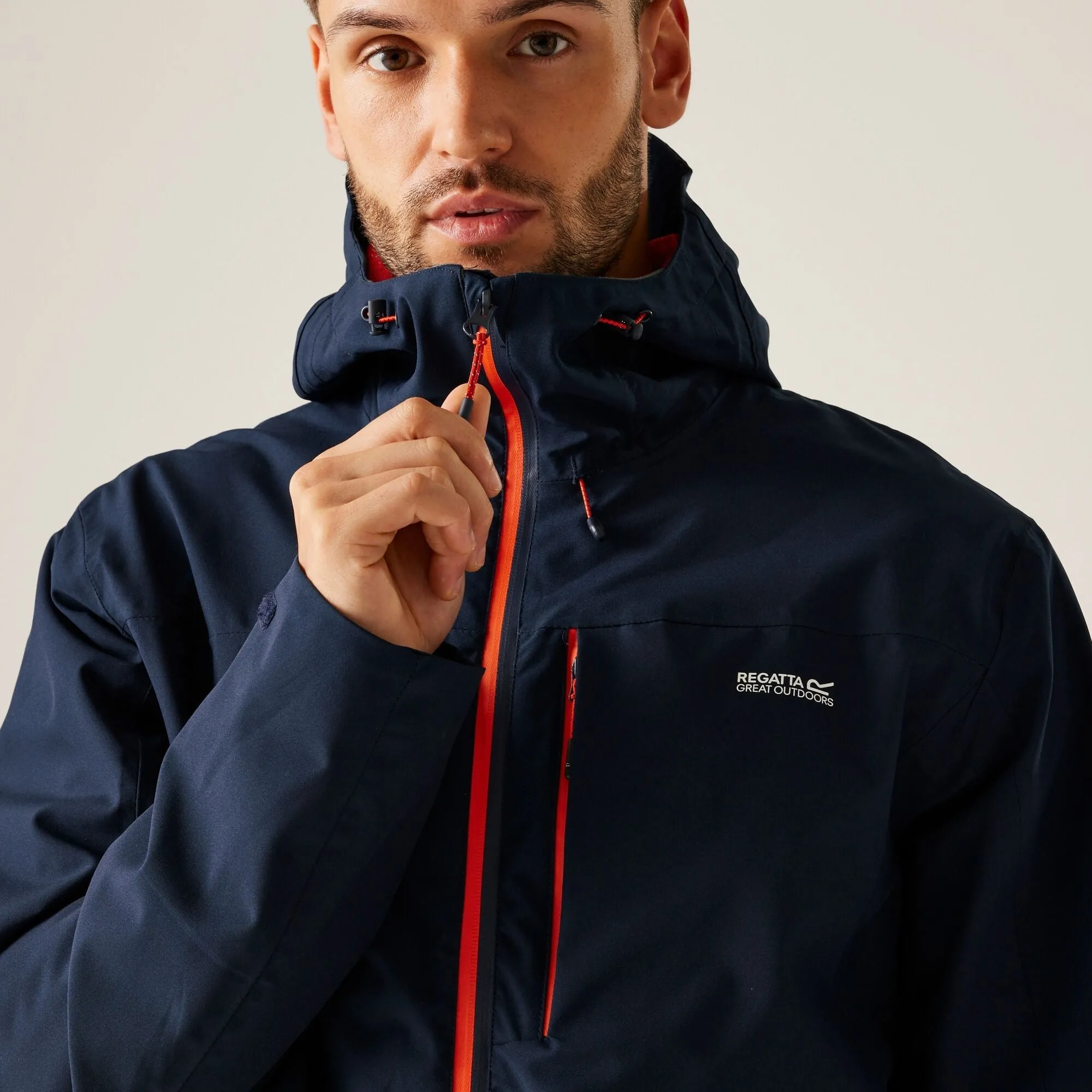 Regatta Men's Birchdale II Waterproof Jacket - Navy Tangerine Tango