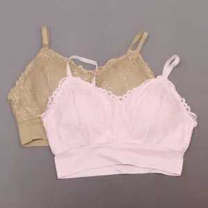 Rhonda Shear 2 Pack Lace Leisure Bras With Removable Pads Nude/ Pink XL