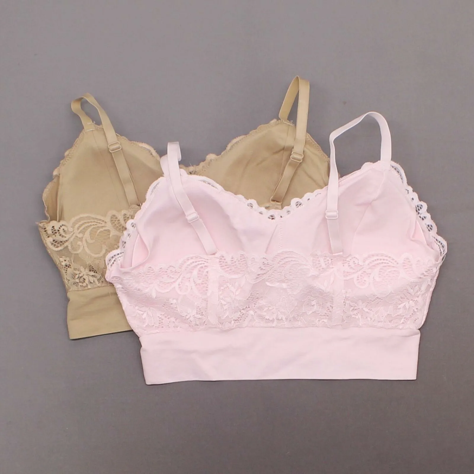 Rhonda Shear 2 Pack Lace Leisure Bras With Removable Pads Nude/ Pink XL