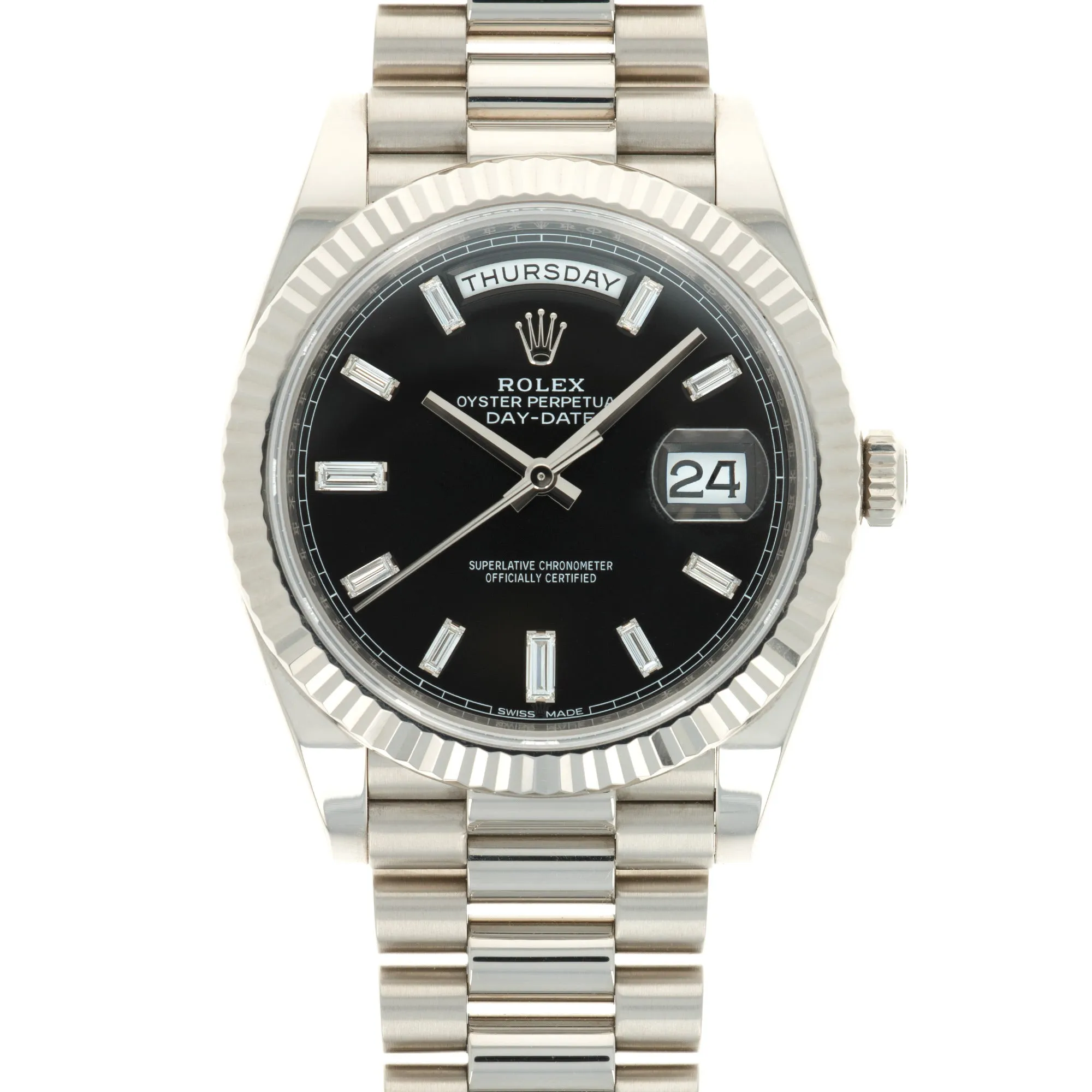 Rolex Day-Date white gold baguette diamond dial ref. 228239